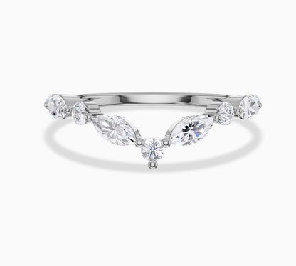 white gold curved diamond ring