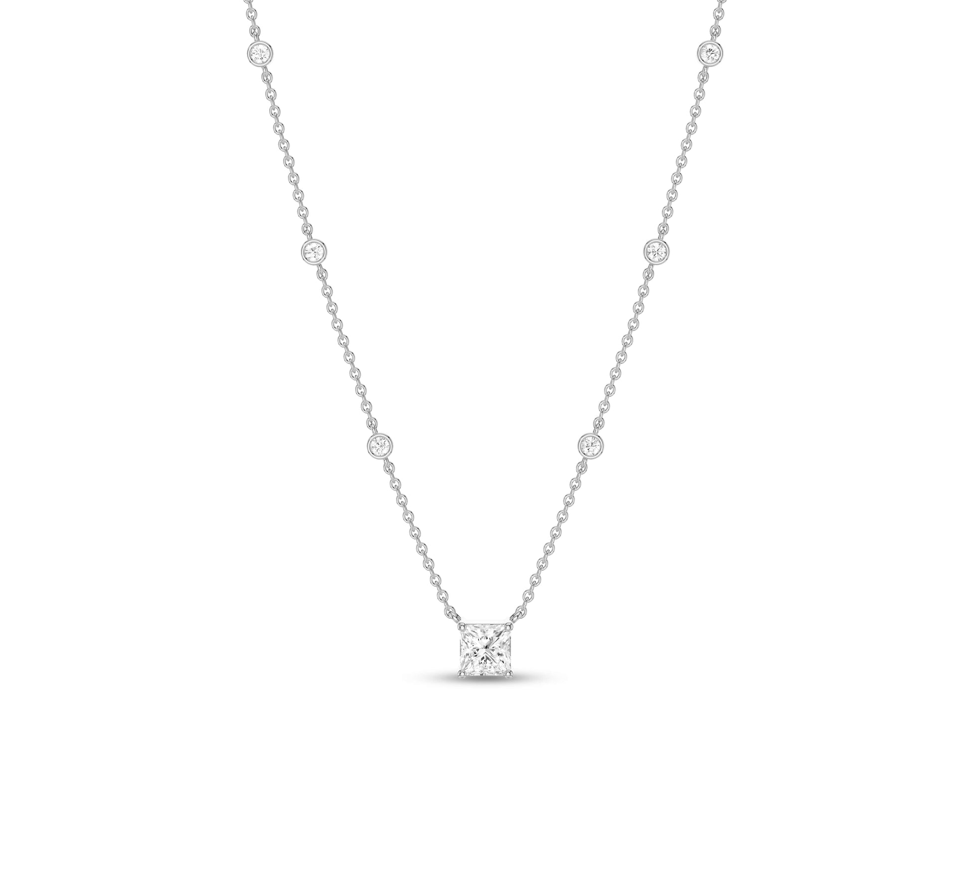 white gold station diamond necklace