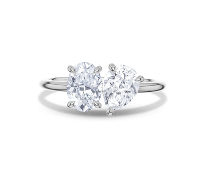 White gold oval and pear cut diamond open ring