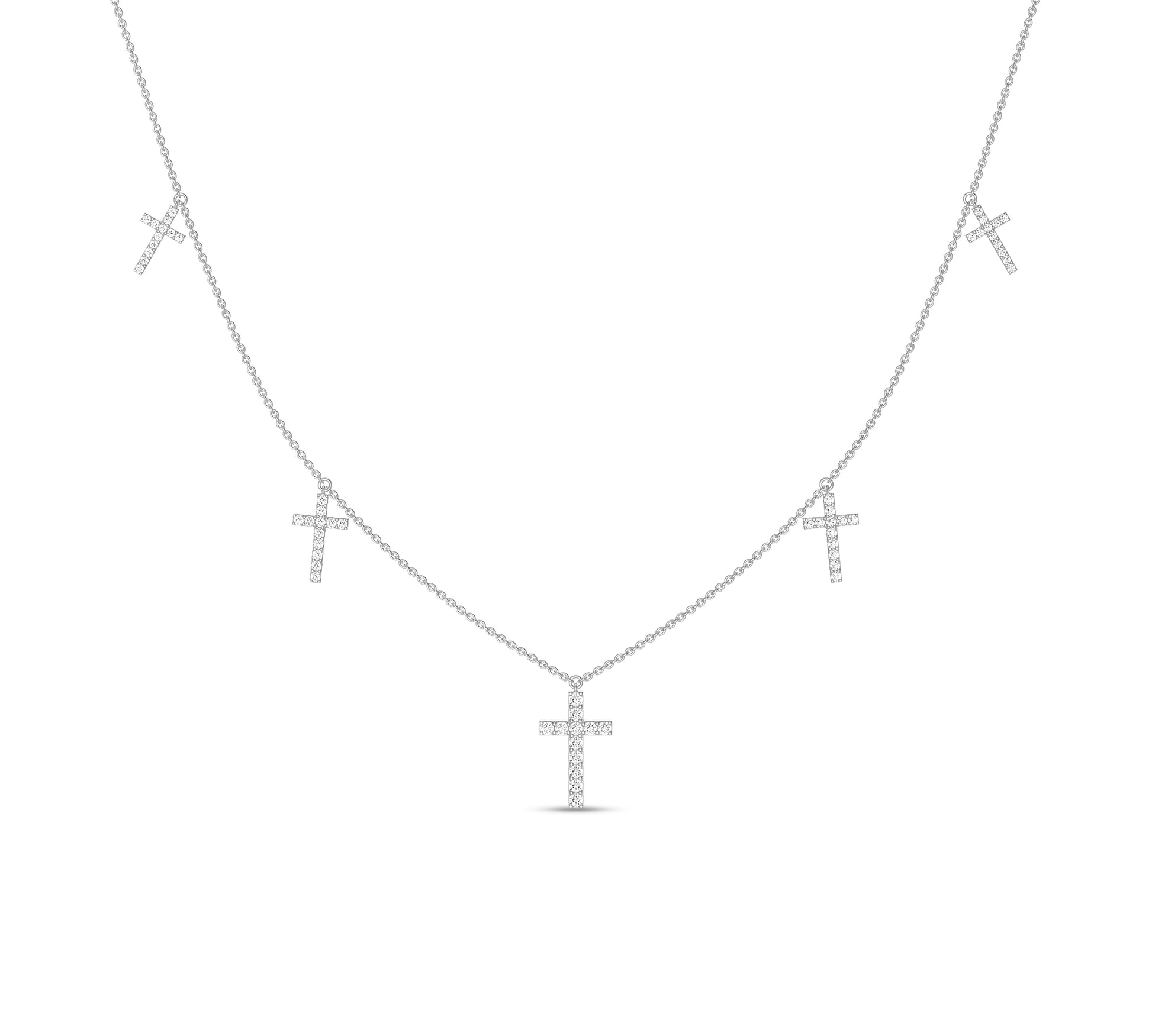 Modern multi-cross necklace with sparkle