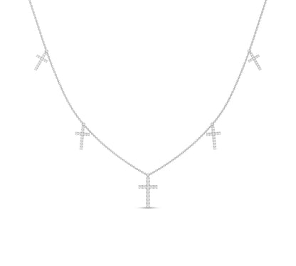 Modern multi-cross necklace with sparkle