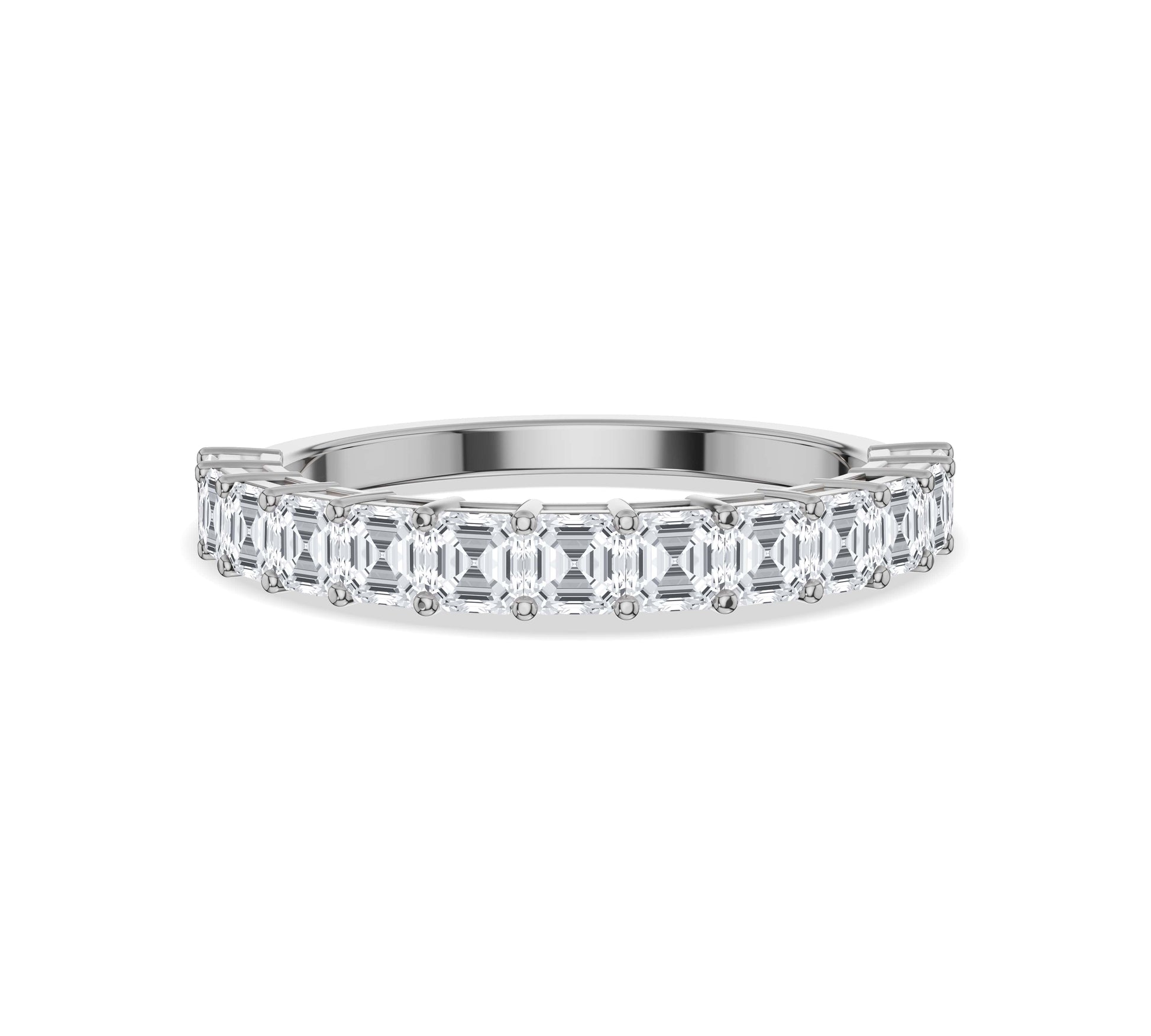 asscher cut wedding band in white gold