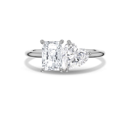 white gold toi et moi moissanite ring​