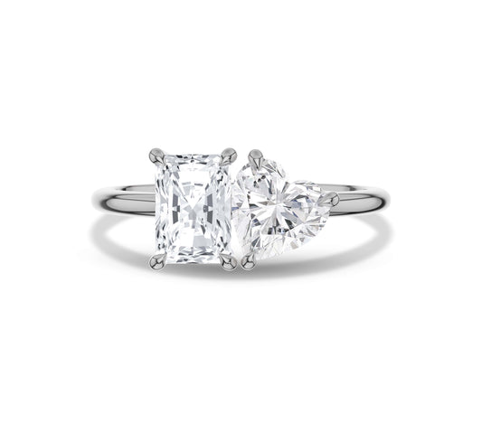 white gold toi et moi moissanite ringâ€‹