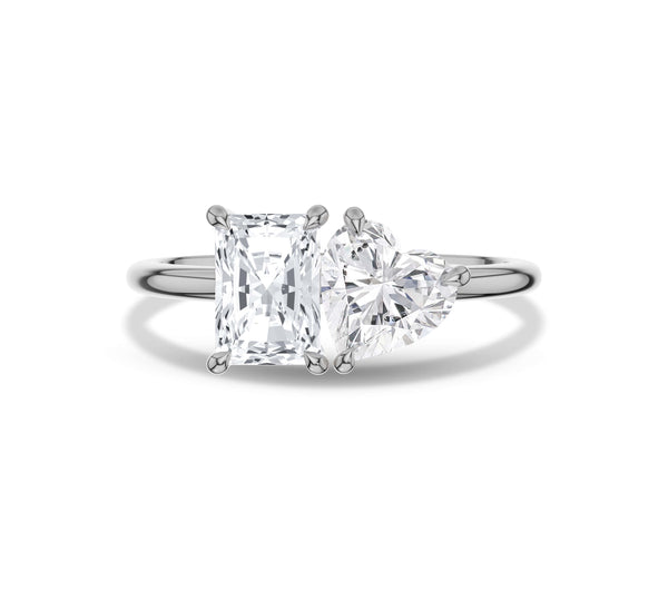 Radiant and Heart Toi et Moi Engagement Ring