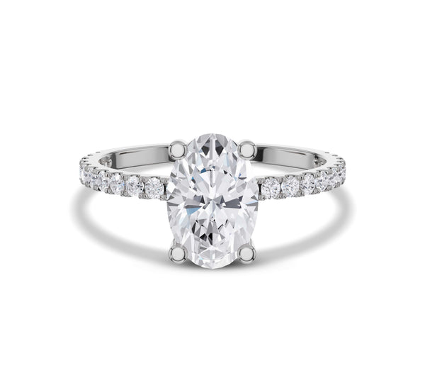 Floating Hidden Halo Oval Diamond Ring in 14K Yellow Gold