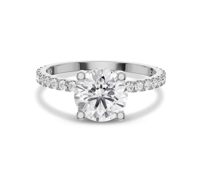 White gold round solitaire engagement ring with hidden halo