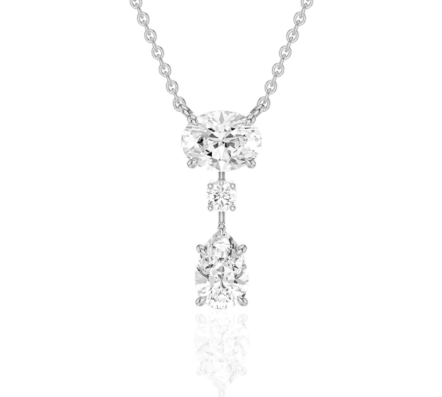 Triple diamond drop pendant necklace