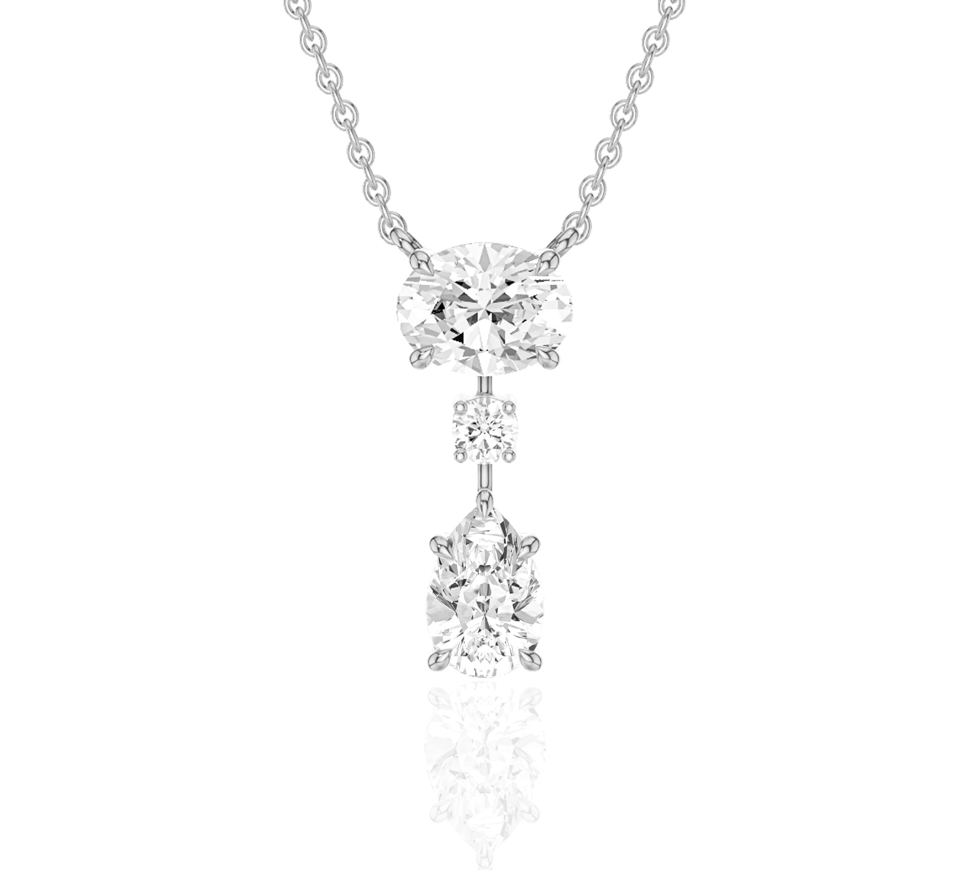 Triple diamond drop pendant necklace