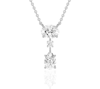 Triple diamond drop pendant necklace