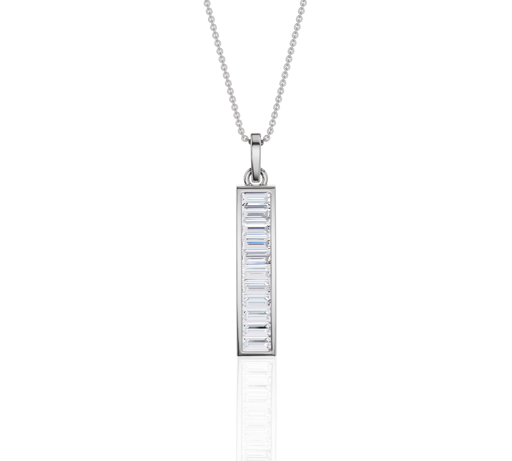 Unique vertical necklace with clean diamond lines