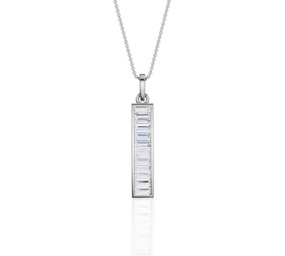 Unique vertical necklace with clean diamond lines