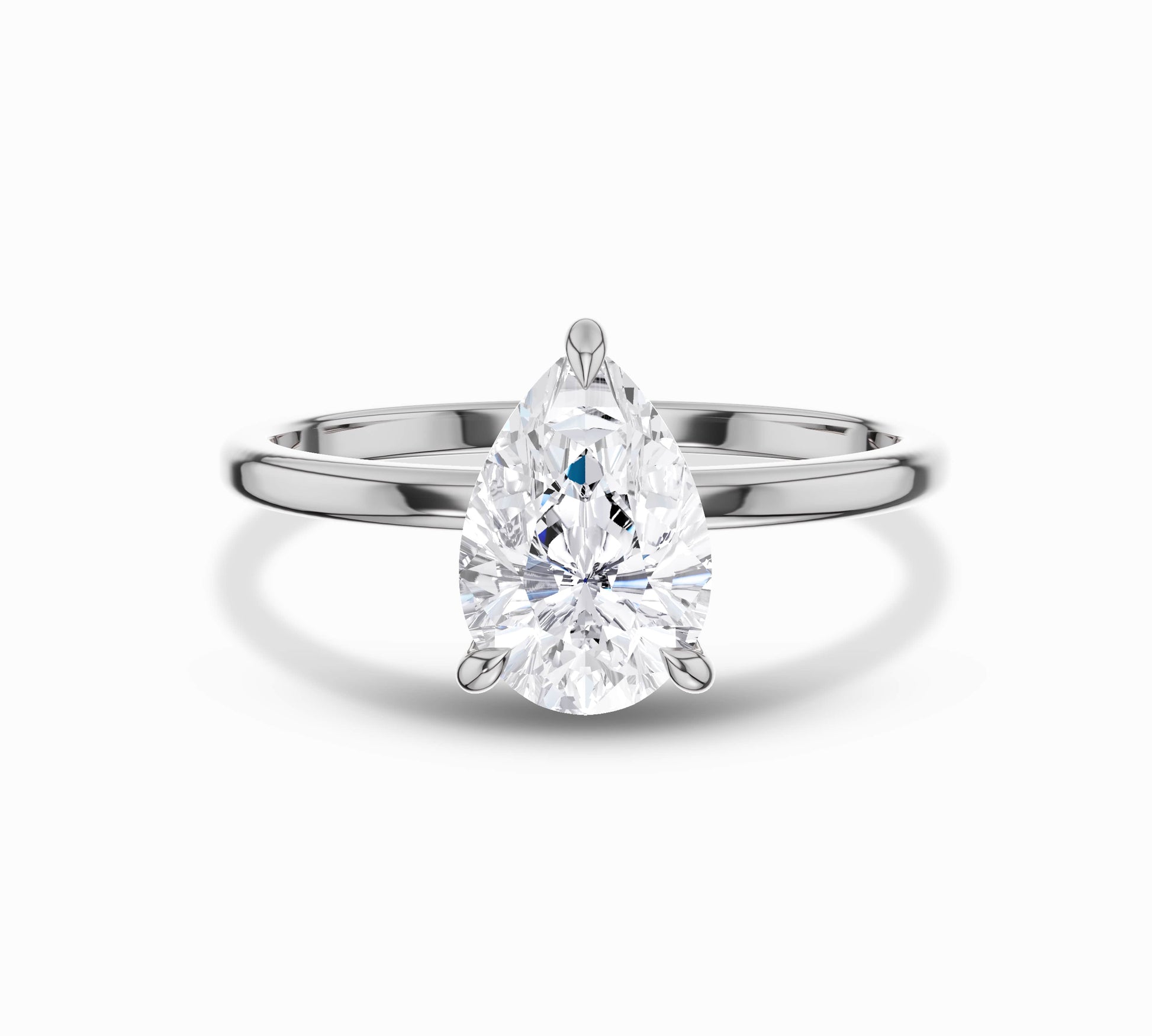 White gold solitaire pear diamond ring
