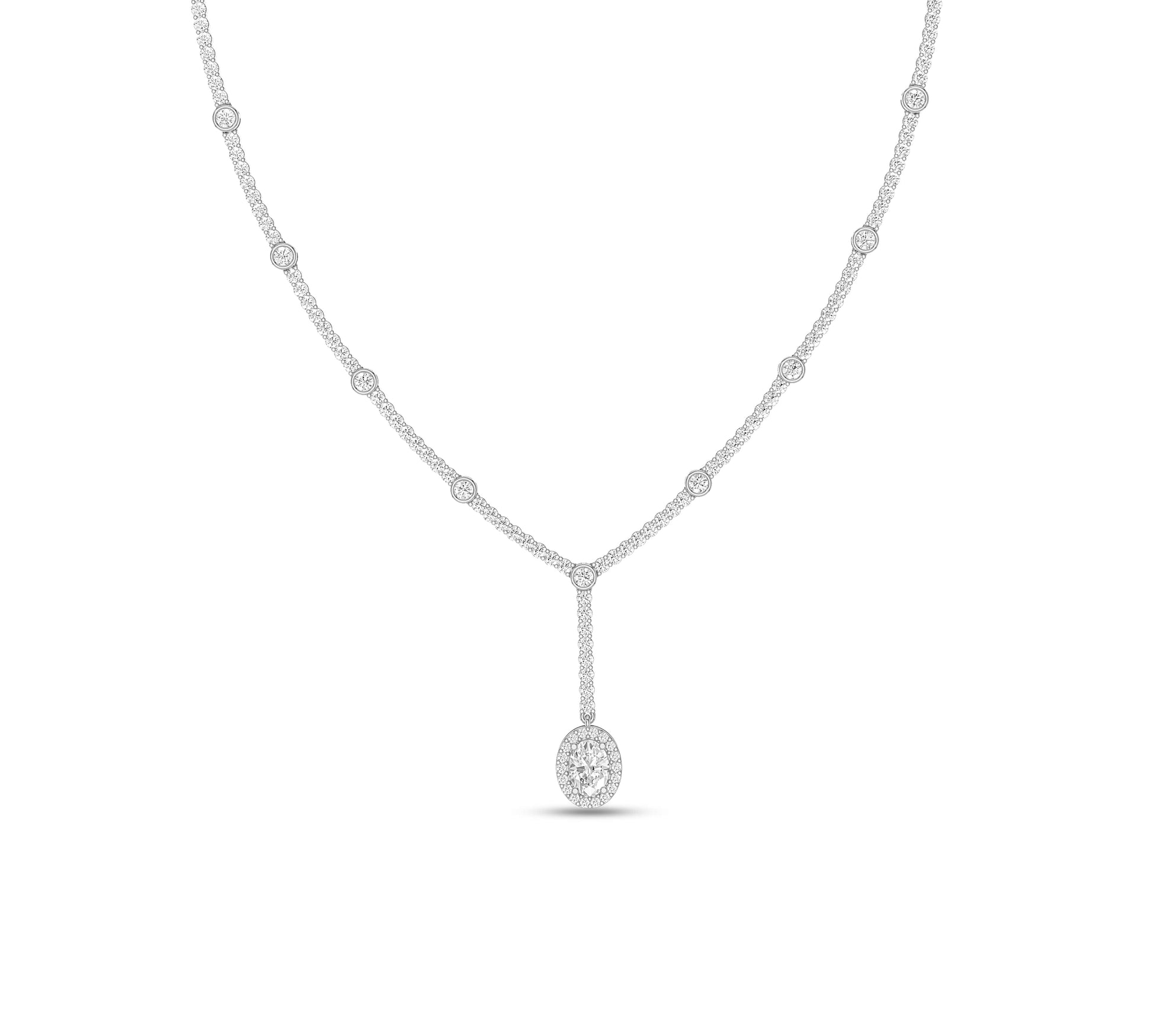 Sparkling oval charm on elegant diamond chain