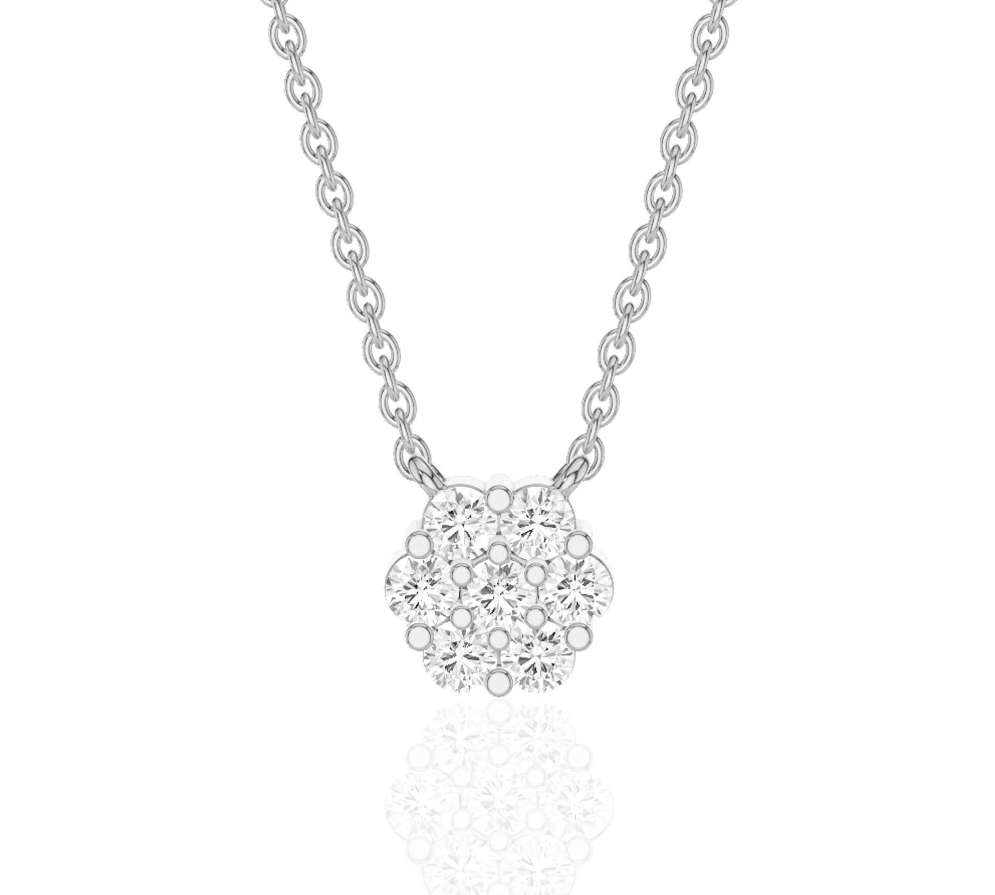 14K gold floral diamond pendant with shimmering stones