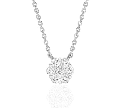 14K gold floral diamond pendant with shimmering stones