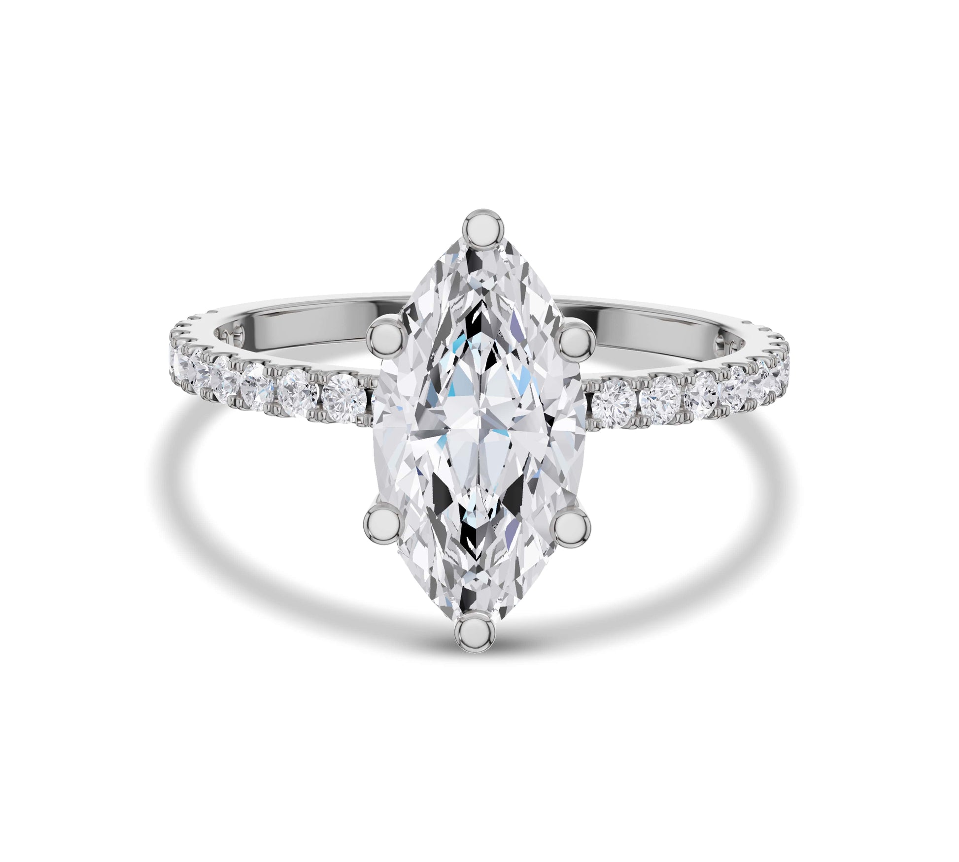 marquise lab diamond ring in white gold floating setting