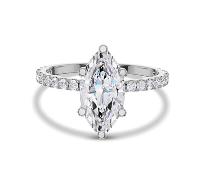 marquise lab diamond ring in white gold floating setting