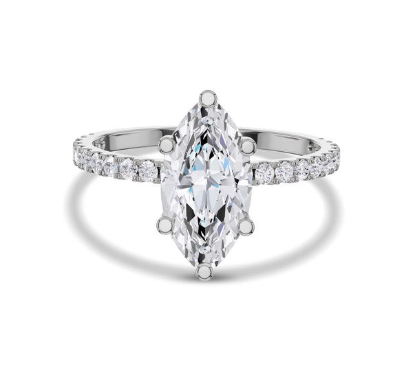 Floating Hidden Halo Marquise Diamond Ring