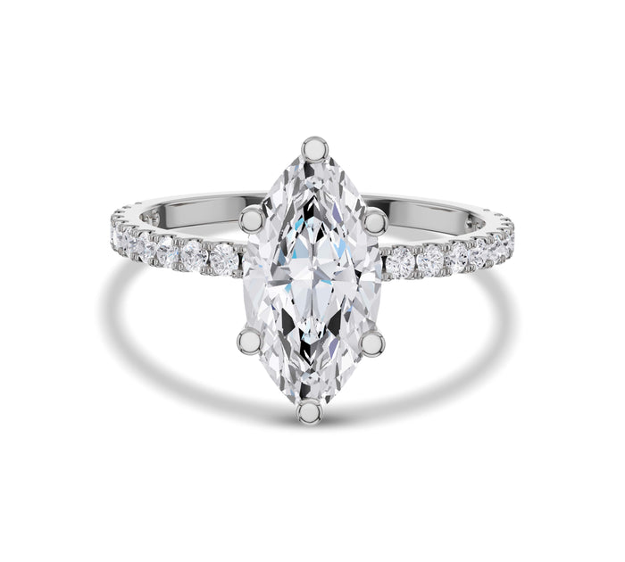 Floating Hidden Halo Marquise Diamond Ring