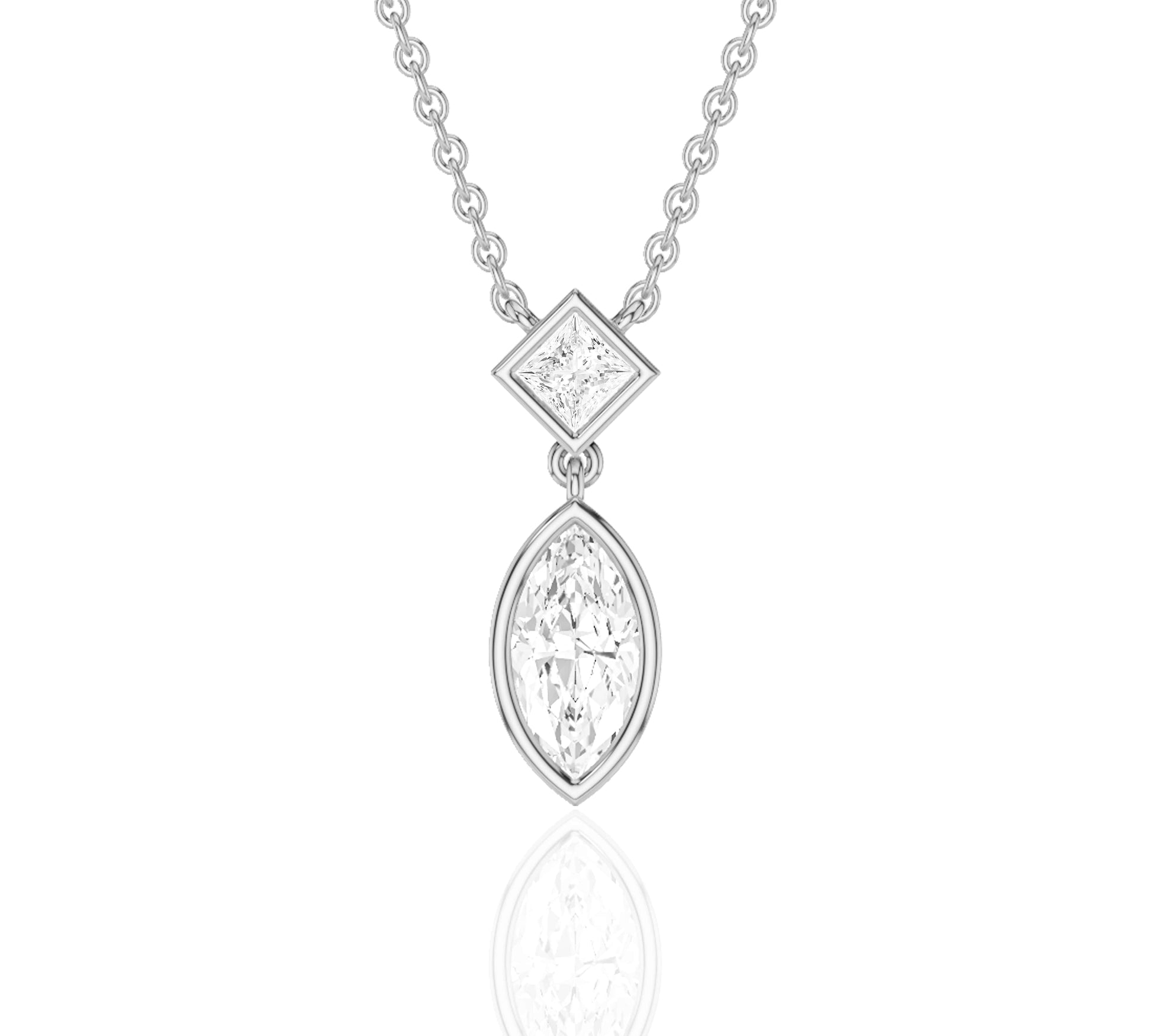 moissanite marquise diamond and gold and necklace​