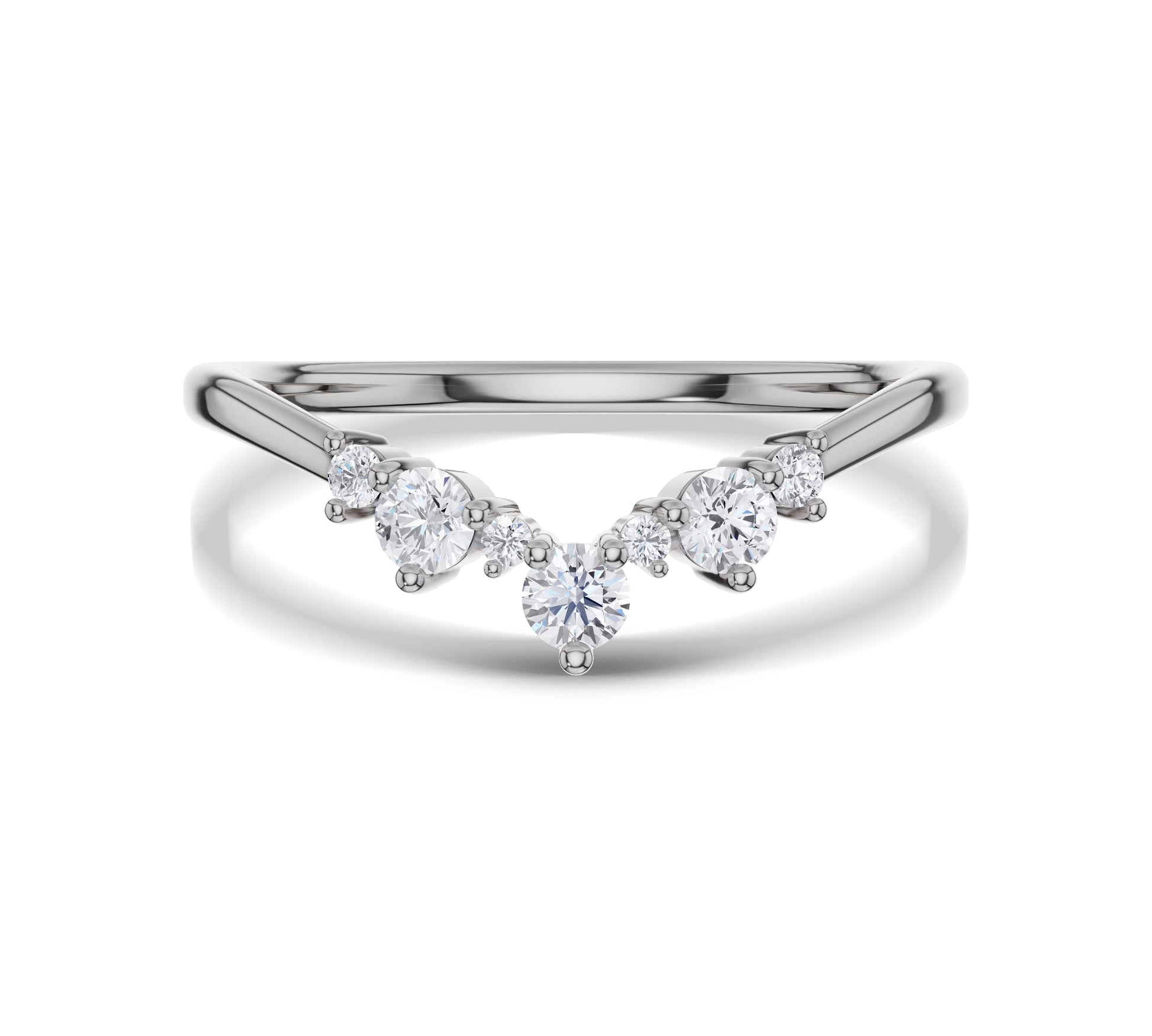 White gold Diamond Curved Wedding Ring