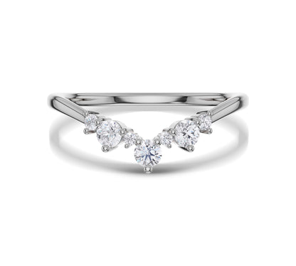 White gold Diamond Curved Wedding Ring