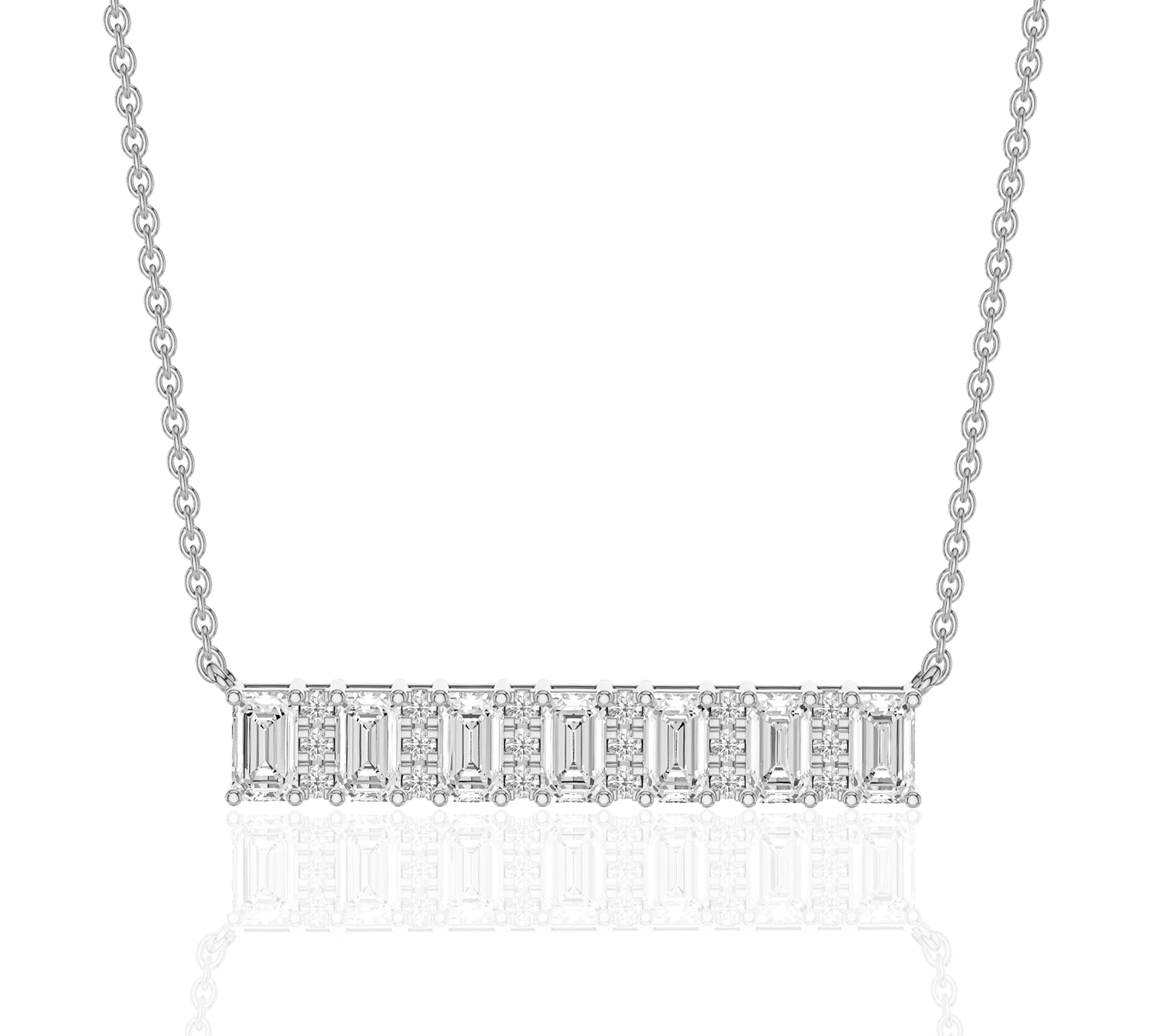 Fashion-forward emerald diamond bar necklace