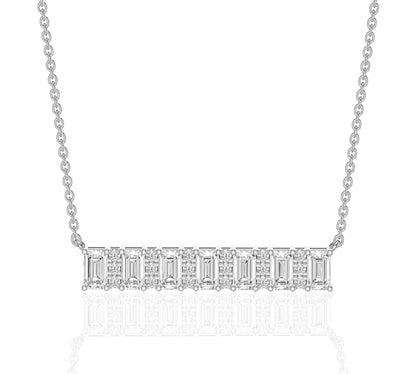 Fashion-forward emerald diamond bar necklace