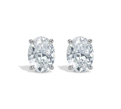 14k white gold Oval Diamond Stud Earring