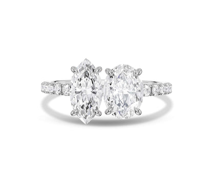toi et moi rings in white gold