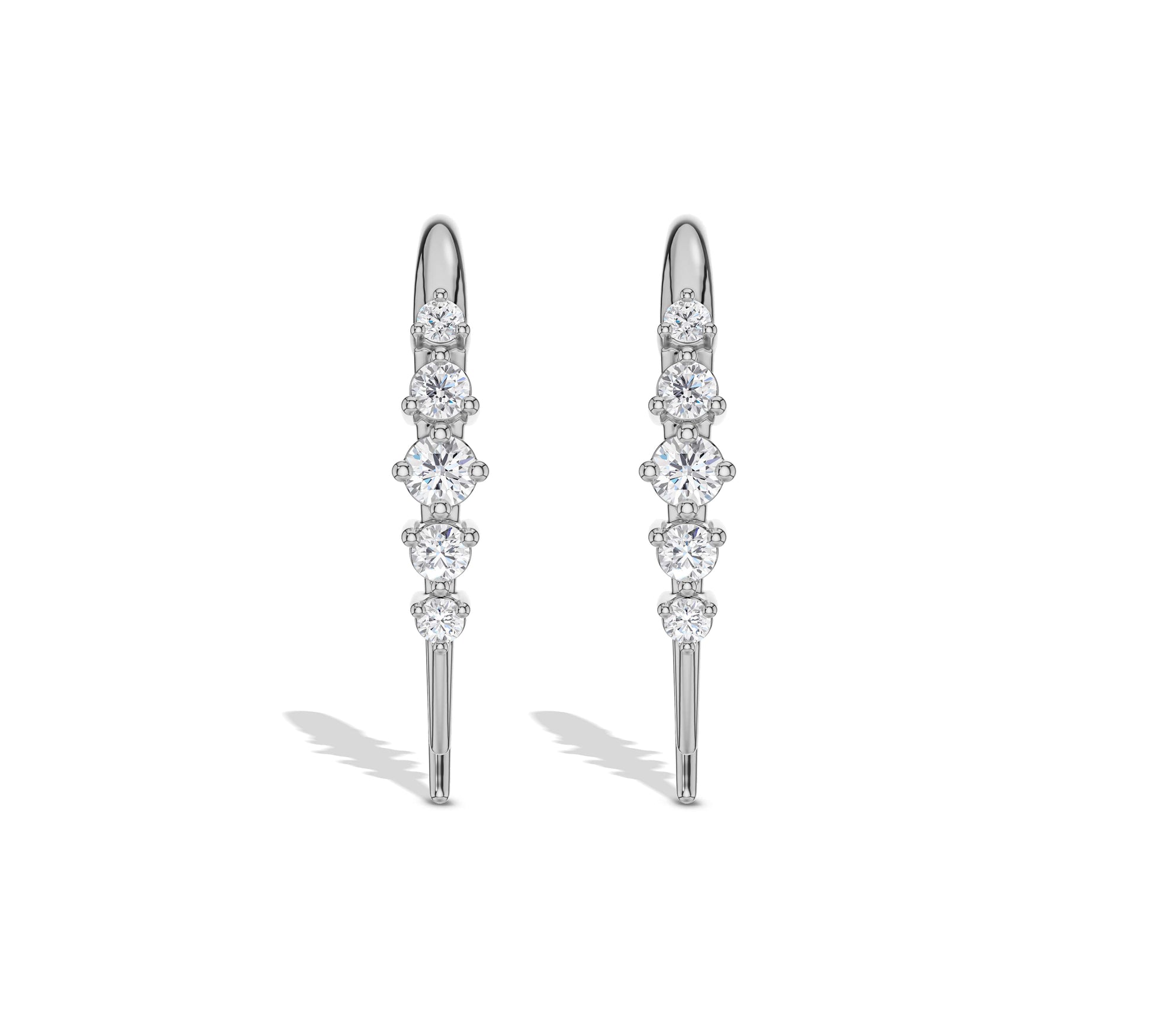 Sleek white gold hook earrings with diamonds
