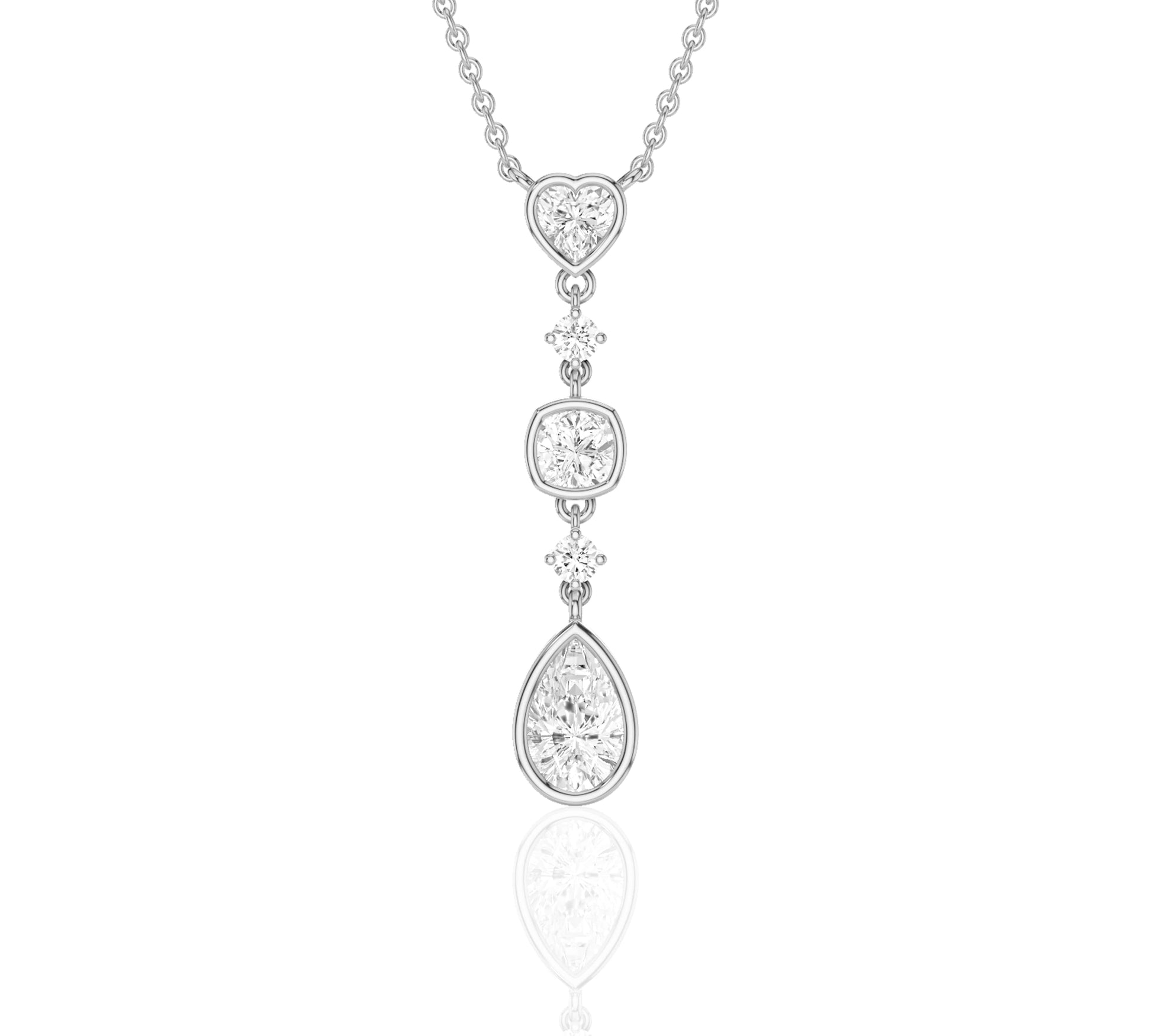 white gold heart diamond pendant necklace