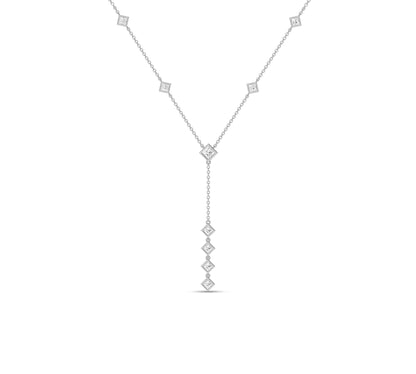 white gold princess diamond lariat necklace