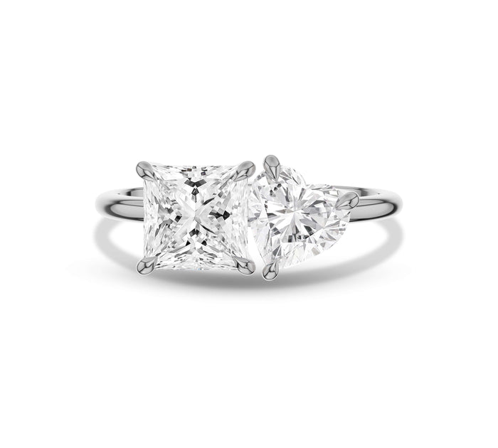 Princess & Heart Cut Lab Diamond Toi et Moi Ring