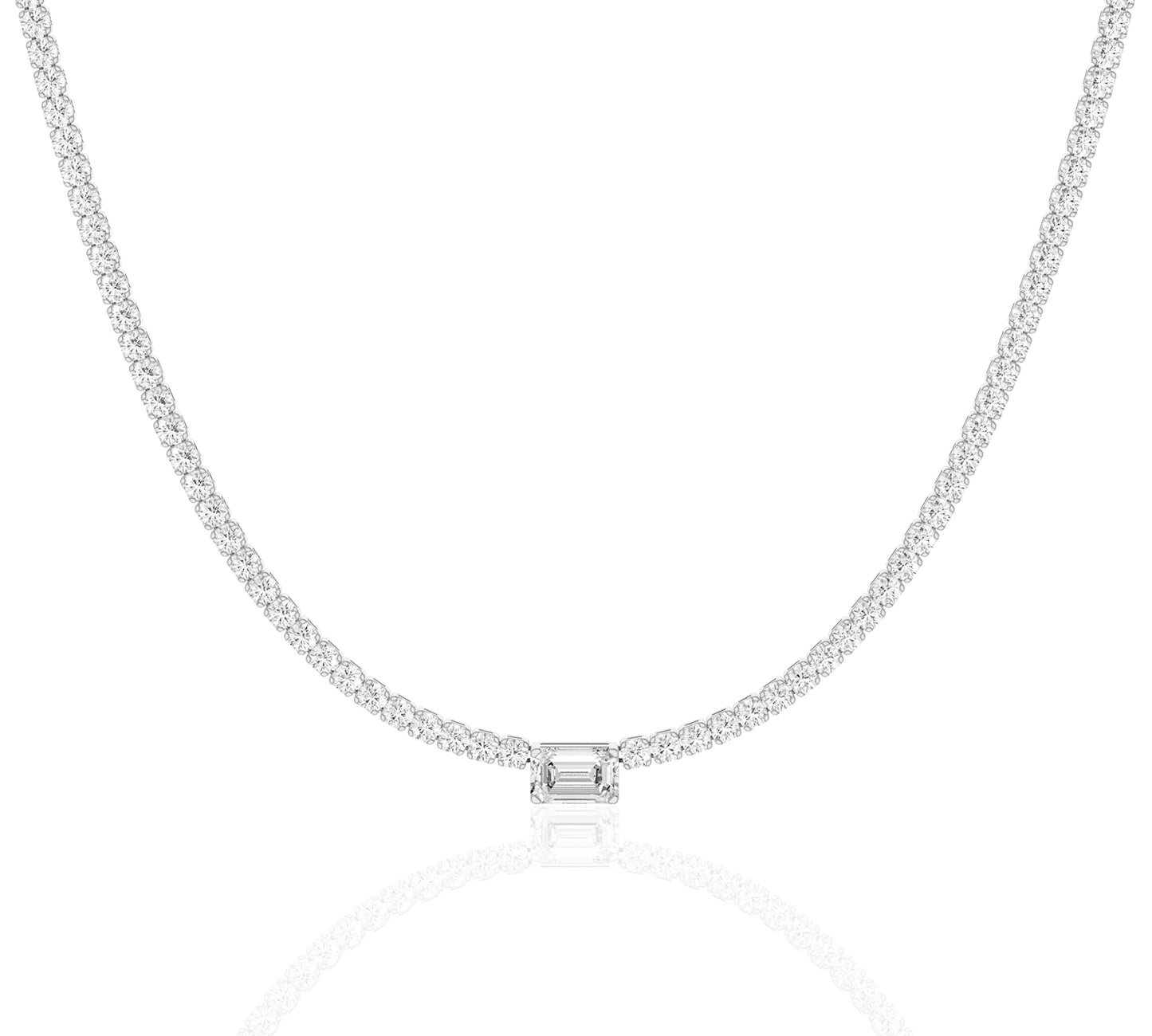 Classic tennis necklace with solitaire diamond