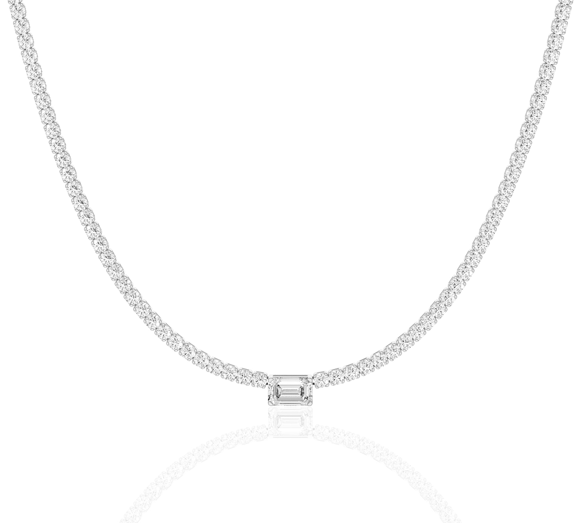 Classic tennis necklace with solitaire diamond