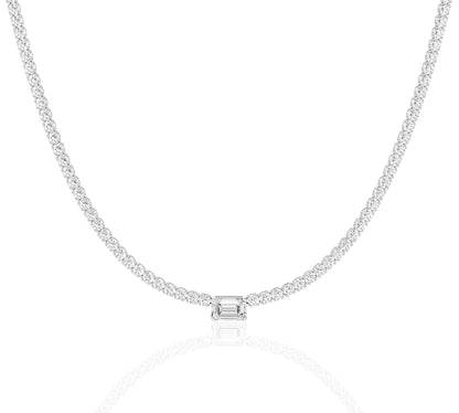 Classic tennis necklace with solitaire diamond