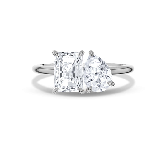white gold engagement toi et moi ringâ€‹