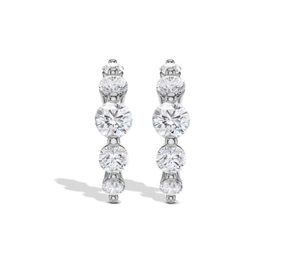 Rose gold graduated diamond curve hoop earrings