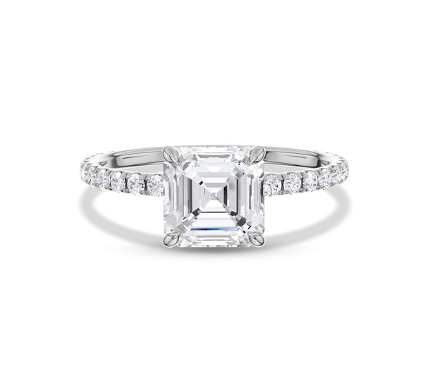 Ascher Cut Diamond Pave Engagement Ring