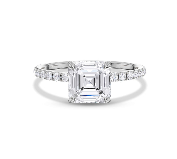 Ascher Cut Diamond Pave Engagement Ring