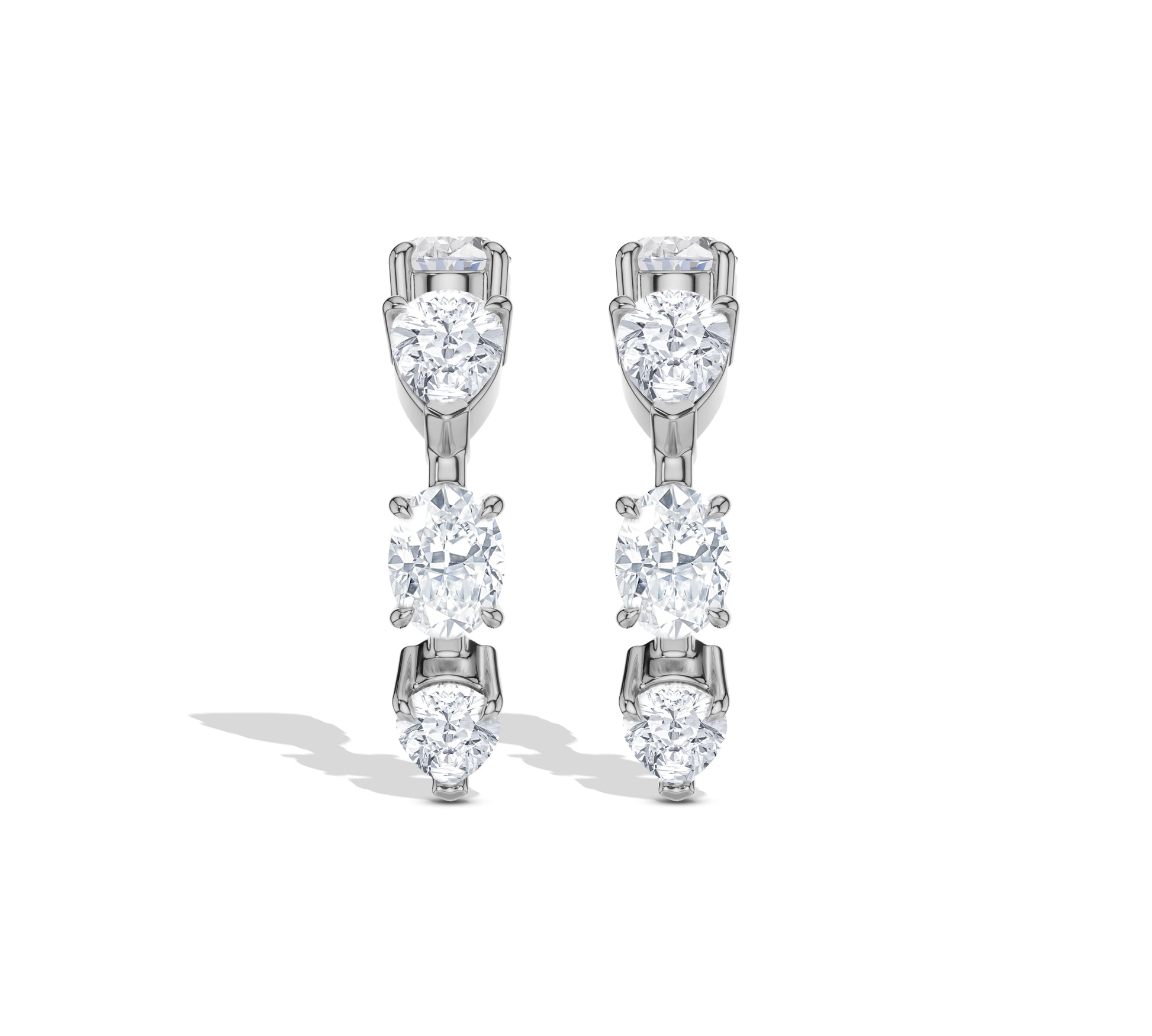 Dainty crawler earrings with alternating diamond shapes