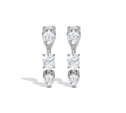 Dainty crawler earrings with alternating diamond shapes