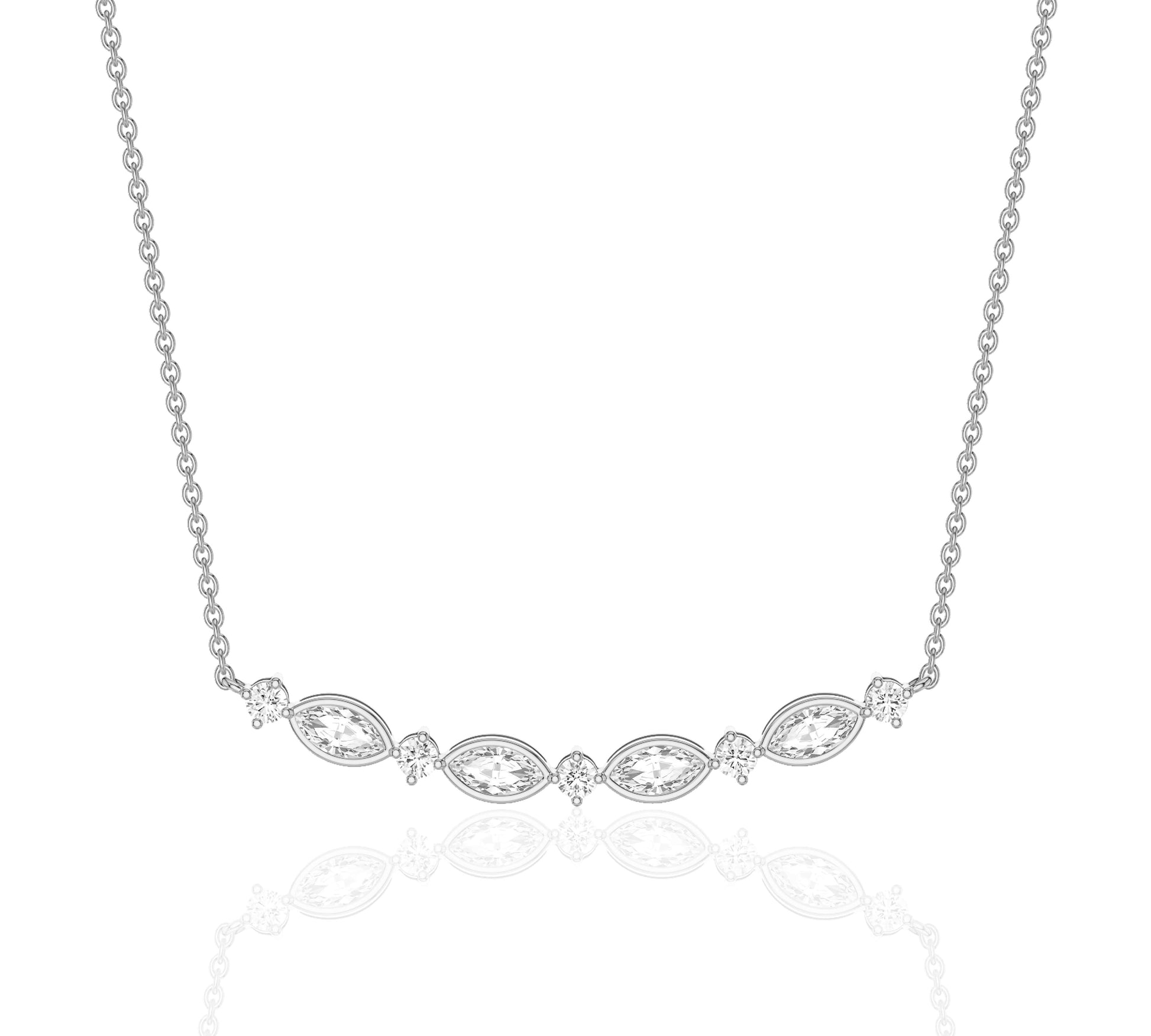 14K rose gold necklace with alternating diamond cuts