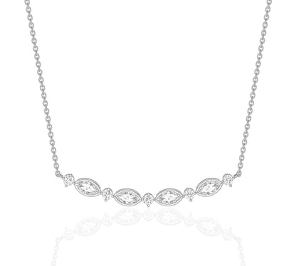 14K rose gold necklace with alternating diamond cuts