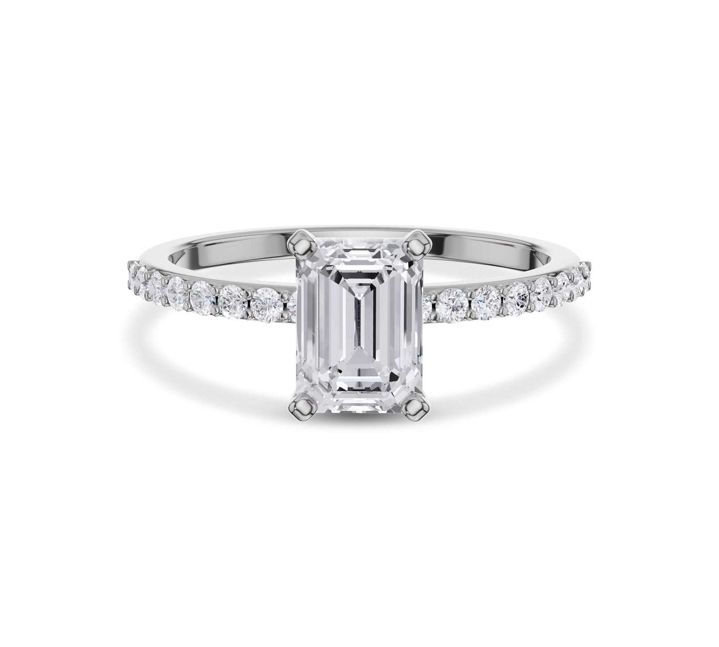 emerald diamond side stone ring