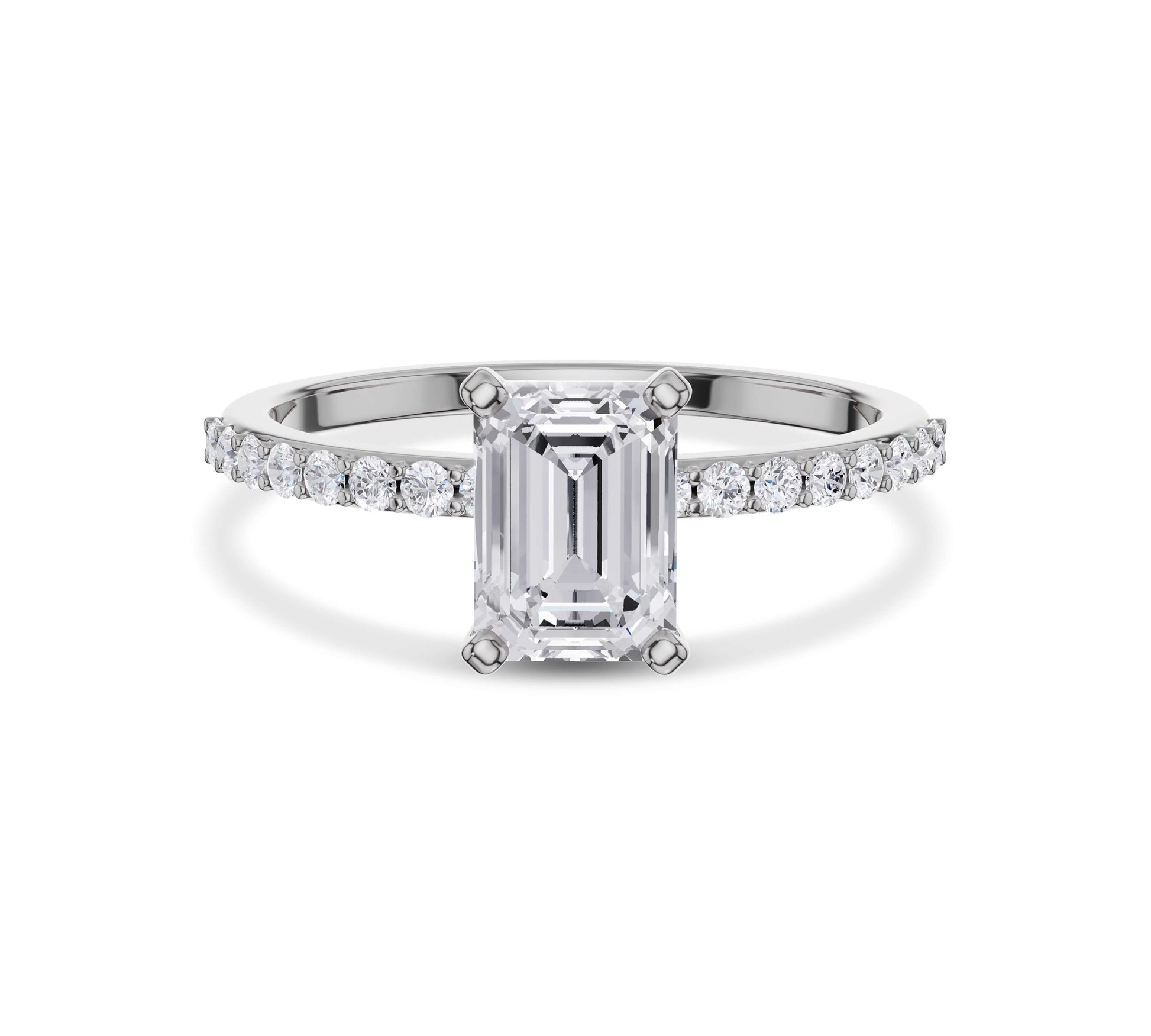 emerald diamond side stone ring