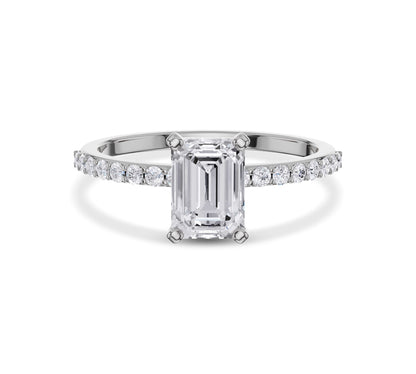 emerald diamond side stone ring