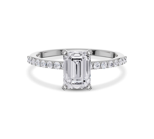 emerald diamond side stone ring